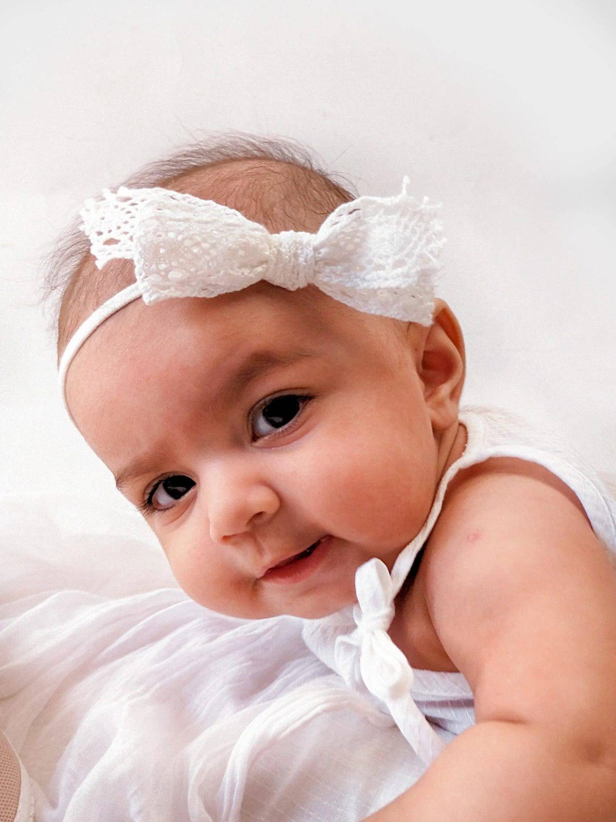 Head Wrap Newborn Baby Hair Bands Birthday Bash White Cotton