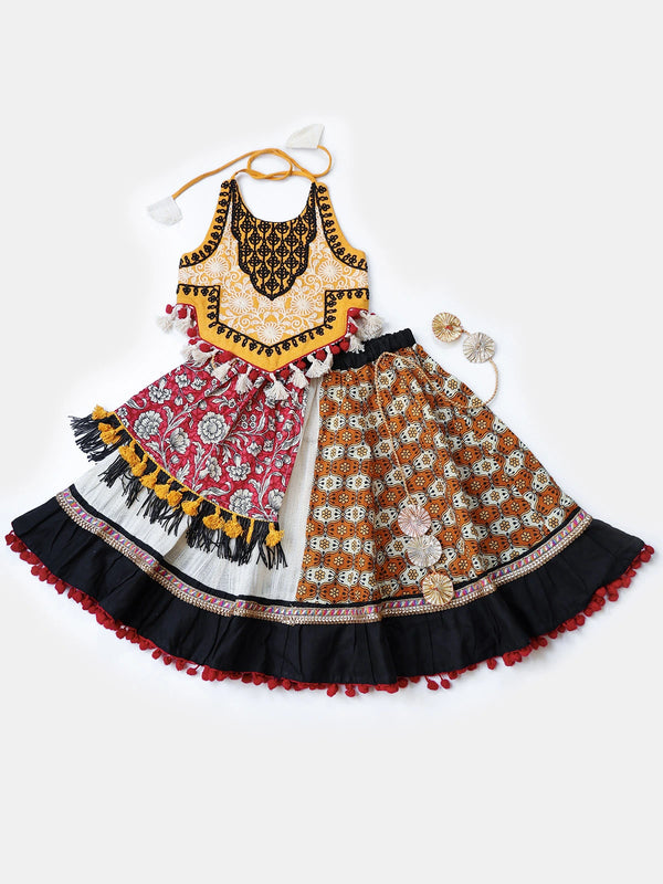 Innocent Festive Black Flaired Chaniya Choli for Kids