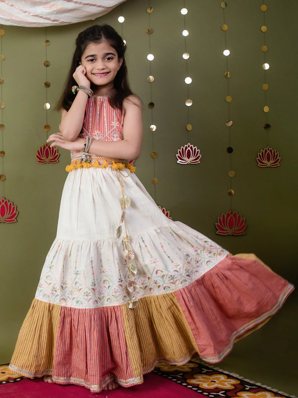 Peachy Lehenga Choli Set For Girls