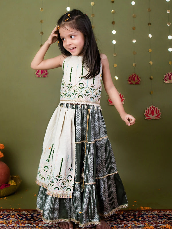 Panna Green Chaniya Choli Set for Girls