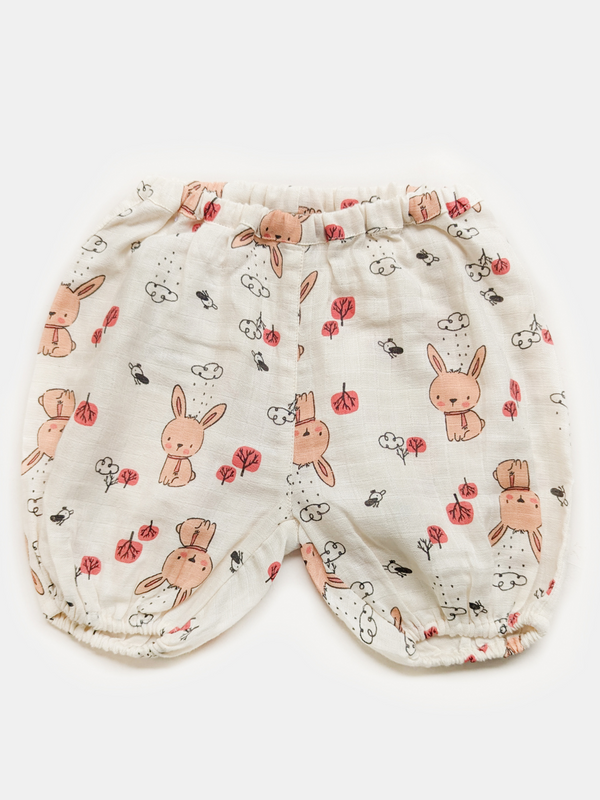 Bunny Bear Muslin Unisex Crawling Pants