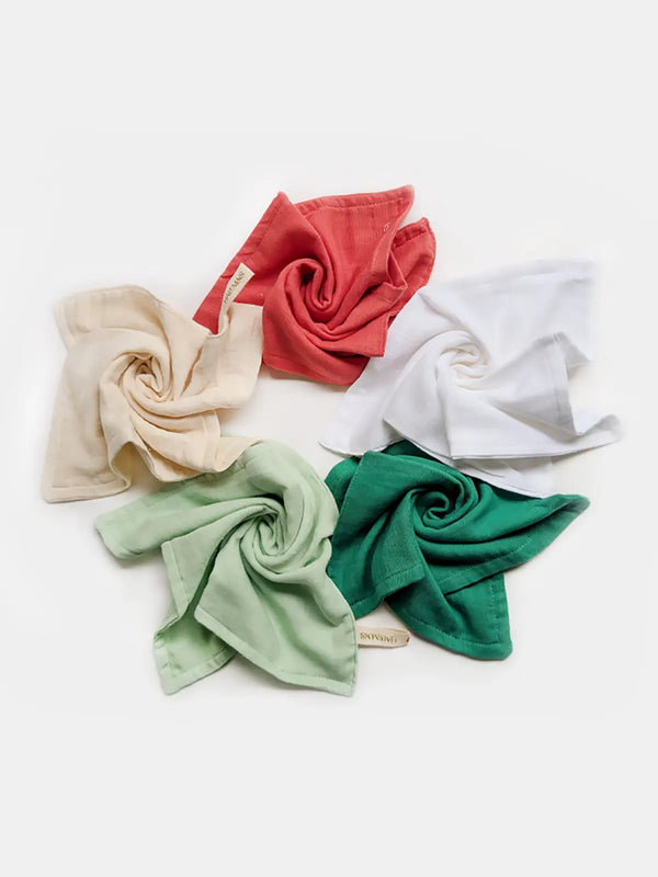 Infants Pure Muslin Solid Colour Reusable Wipes (pack of 5) (Copy)