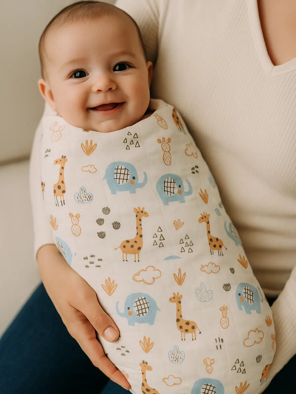 Muslin Elephant Print Swaddle - Pack of 1