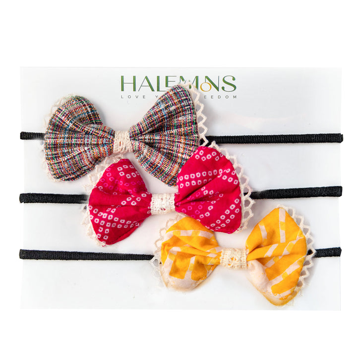 Halemons Cute Baby Girl Toddler Handmade Bow Hair Bands pack of 3 - Halemons