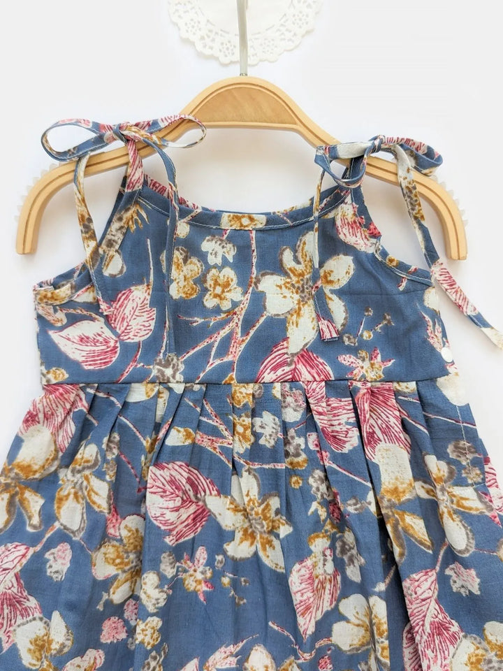Halemons Baby Girl Pure Cotton Floral Easy to Wear Romper- Blue
