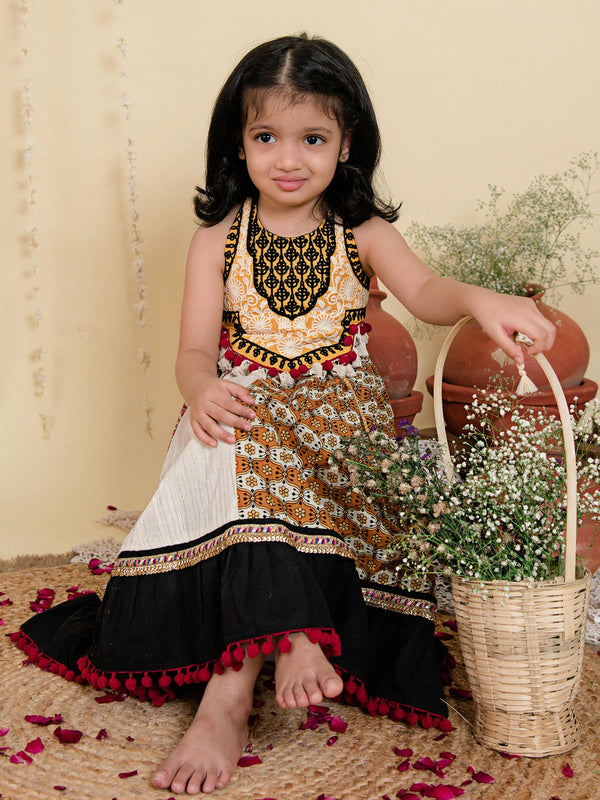 Innocent Festive Black Flaired Chaniya Choli for Kids - Halemons