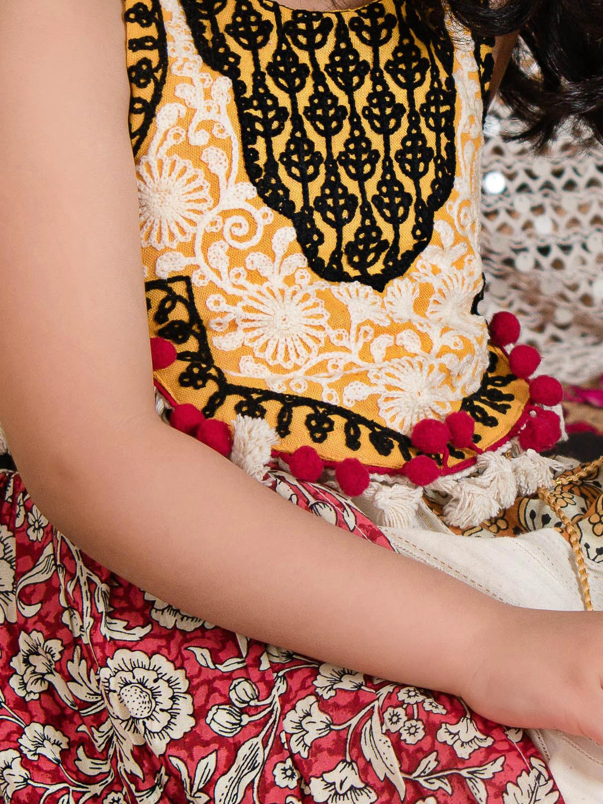 Innocent Festive Black Flaired Chaniya Choli for Kids - Halemons