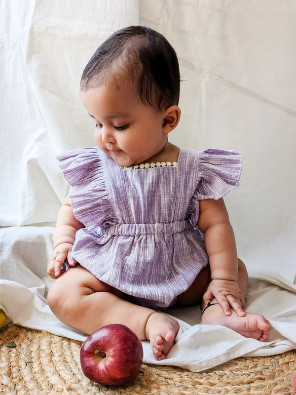 Halemons Baby Girl Pure Cotton Frilled Romper - Lavender