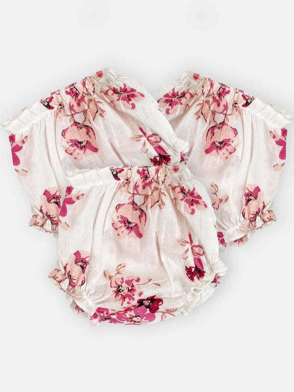 Halemons Baby Girl Pure Cotton Soft Butter Bloomers Pack of 3 Floral - Wine