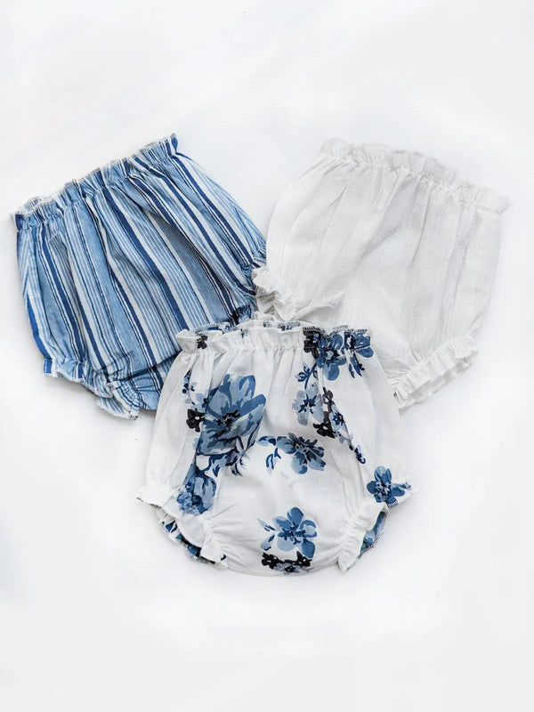 Halemons Baby Girl Pure Cotton Super Soft Butter Bloomers Pack of 3- Sky