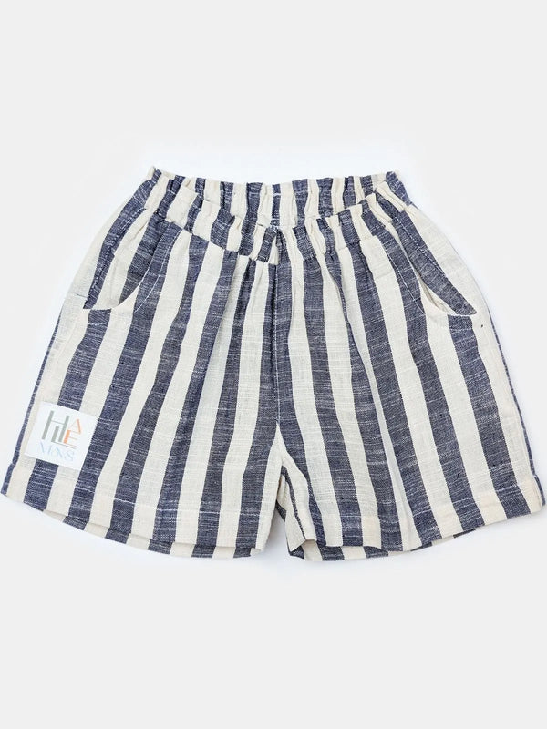 Halemons Unisex Knee Length Casual Stripe Pocket Pants- Blue