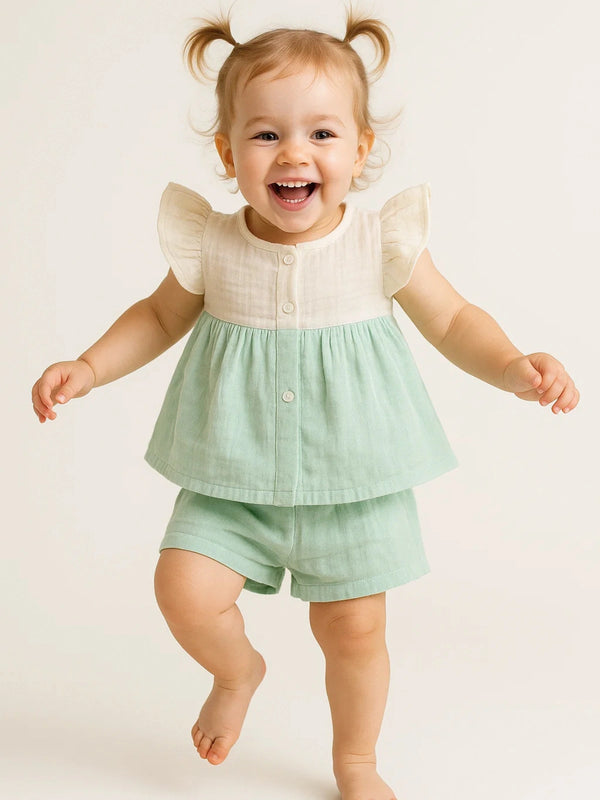Mint Green Pure Muslin Jabla Set