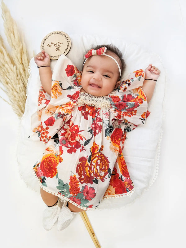 White Floral Summer Victorian Baby Girl Dress