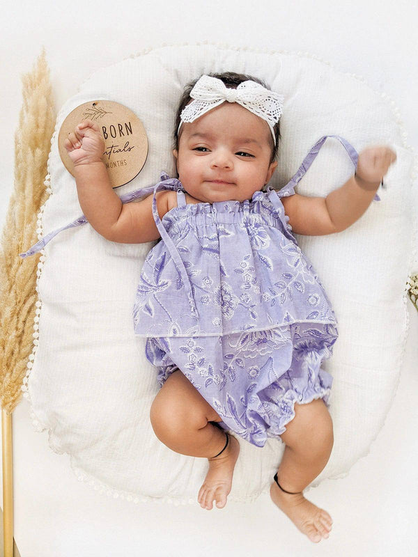 Halemons Lavender Cotton Babydoll Romper, Frilled, Elasticated - Lavender - Halemons