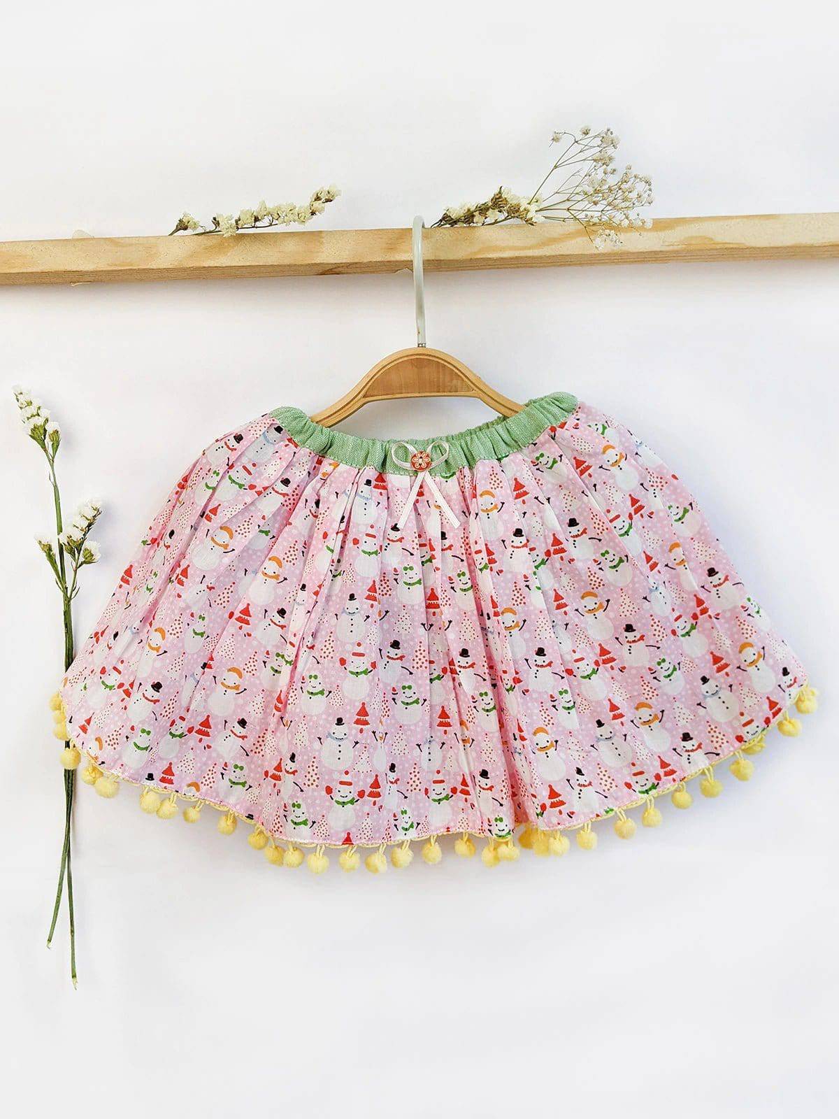 Pink Summer Printed Boho Kids Baby Skirt Top With Blooomer - Halemons