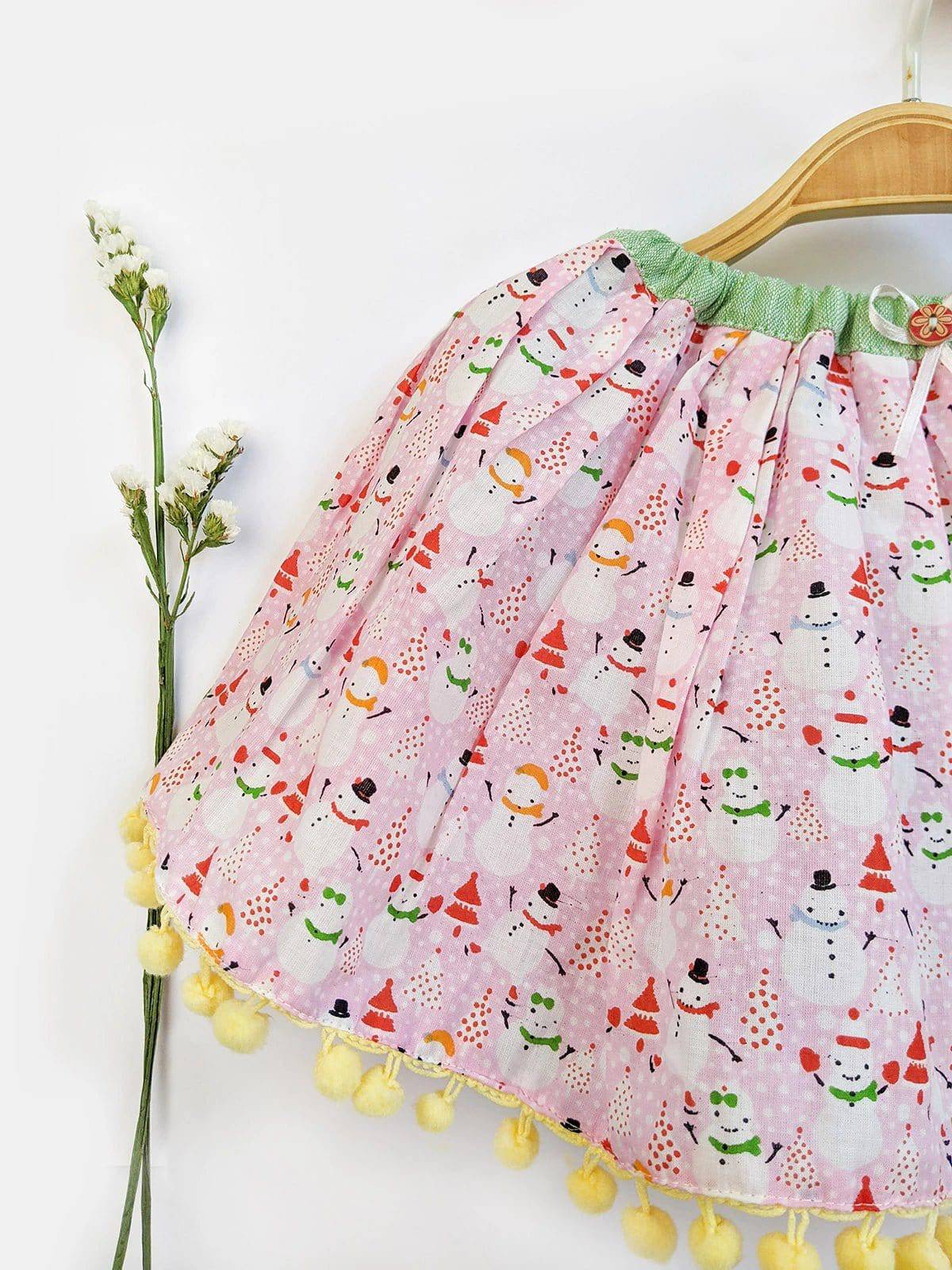 Pink Summer Printed Boho Kids Baby Skirt Top With Blooomer - Halemons