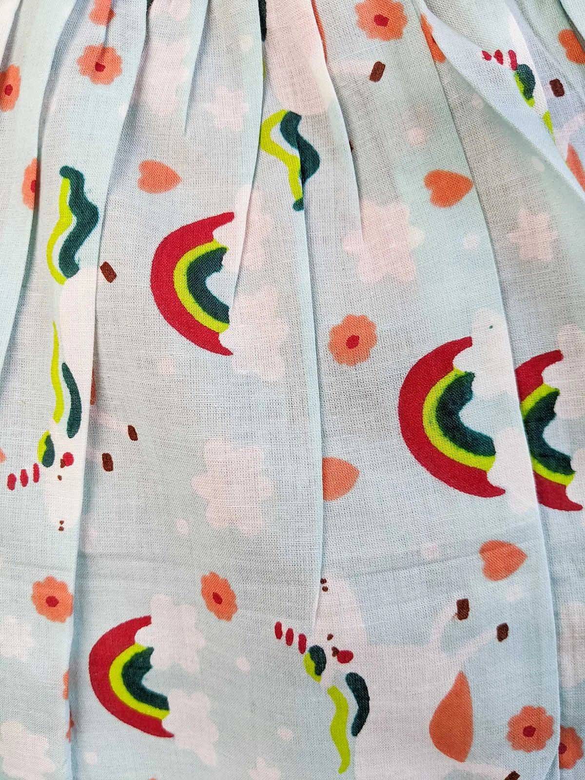 Rainbow Printed Baby Girl Cotton Skirt With Bloomer and Top - Halemons
