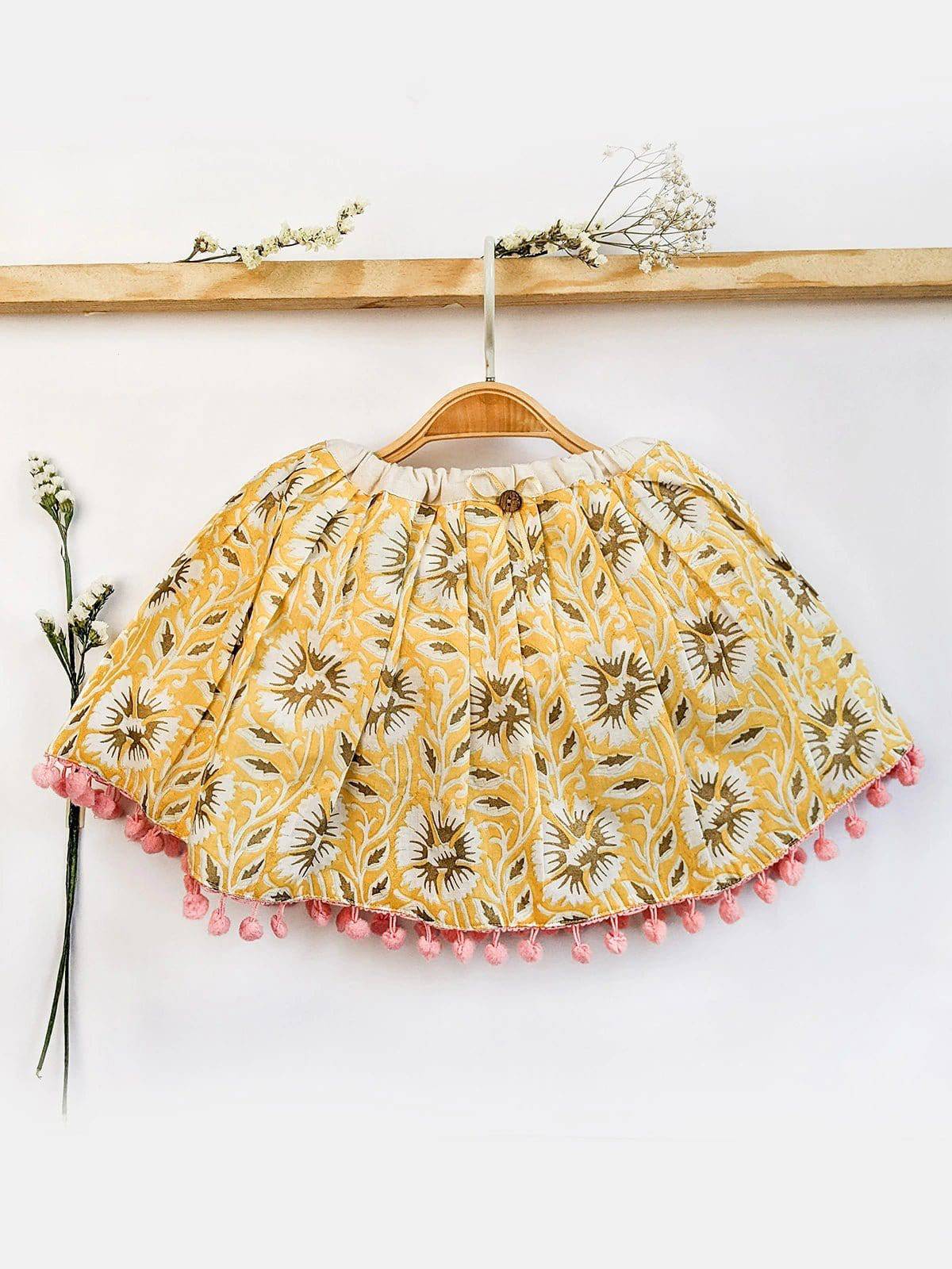 Summer Lemon Refreshing Floral Printed Baby Girl Skirt Top - Halemons