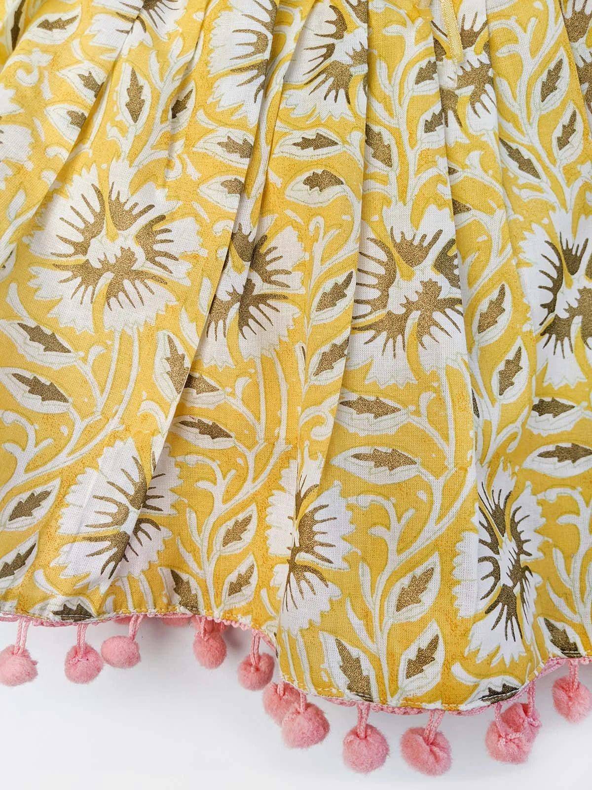 Summer Lemon Refreshing Floral Printed Baby Girl Skirt Top - Halemons
