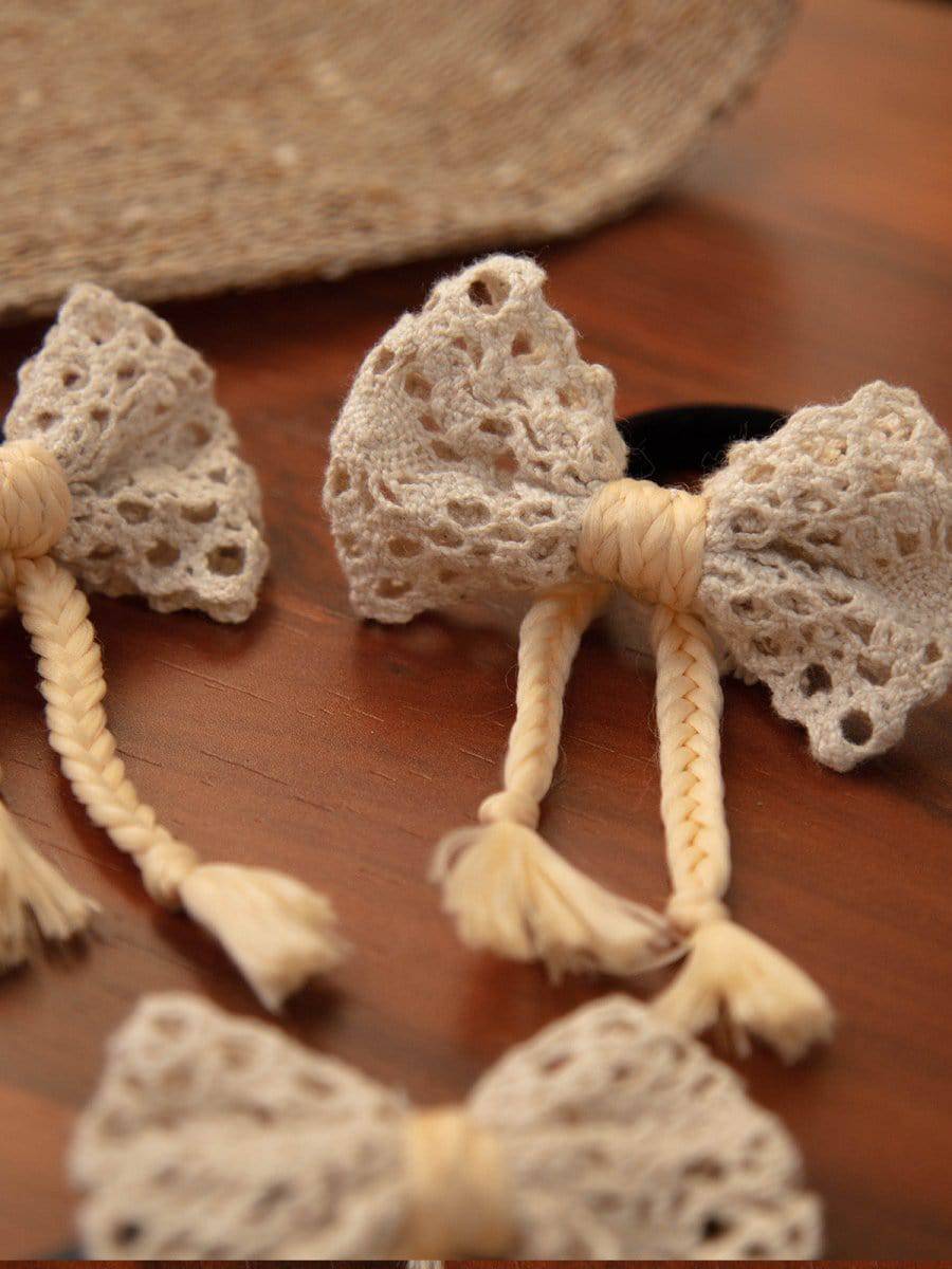Birthday Baby Infant Girl Toddler Handmade Cotton Crochette Bows PONY Hairband pack of 3 - Halemons