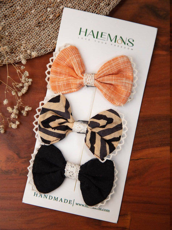 Black Handmade Colorful Cotton Halemons Baby Girl Gift Set of 3 - Halemons