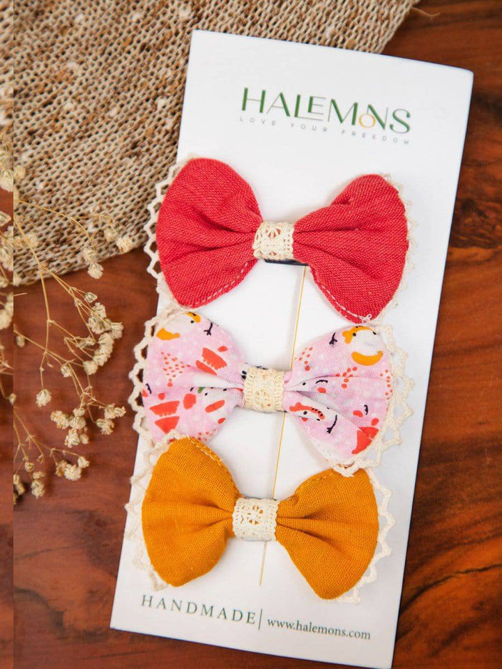 Lali Handmade Baby Infant Girl Toddler Hair Bow Clips Baby Bows Baby Gift Pack of 3 - Halemons