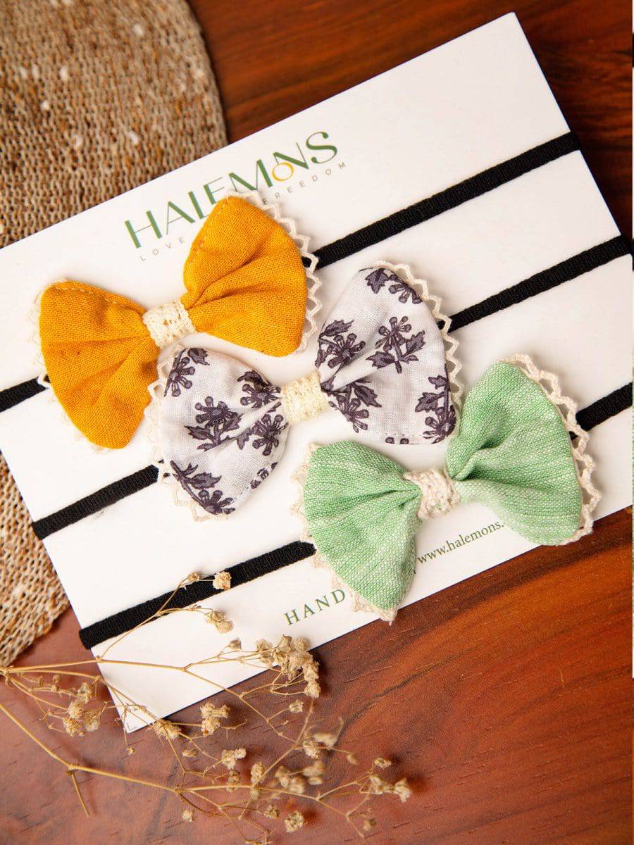 Lina Baby Girl Toddler Handmade Bow Hair Bands pack of 3 - Halemons