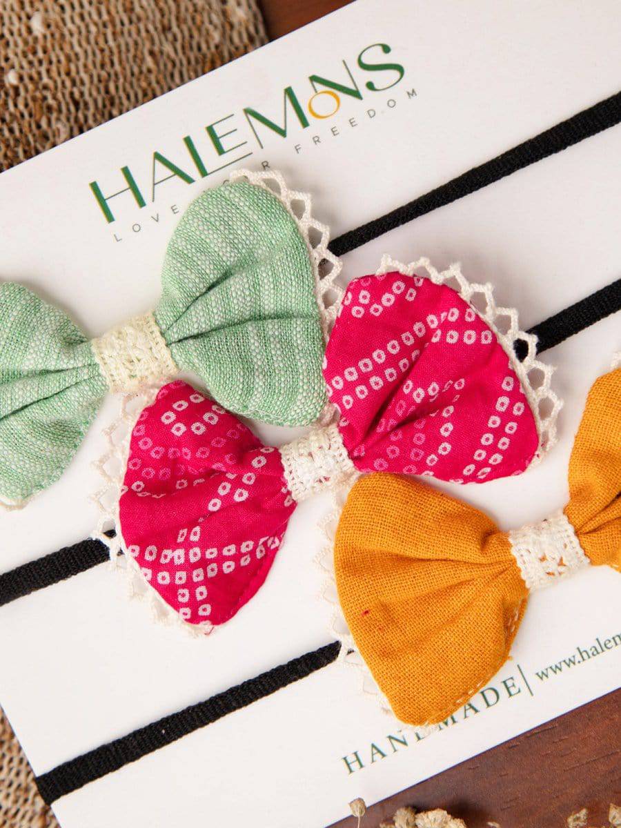 Lisa Baby Girl Toddler Handmade Bow Hair Bands pack of 3 - Halemons