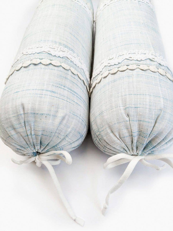 Washed Organic Cotton Newborn Baby Seagreen Blanket and Bolster Set - Halemons