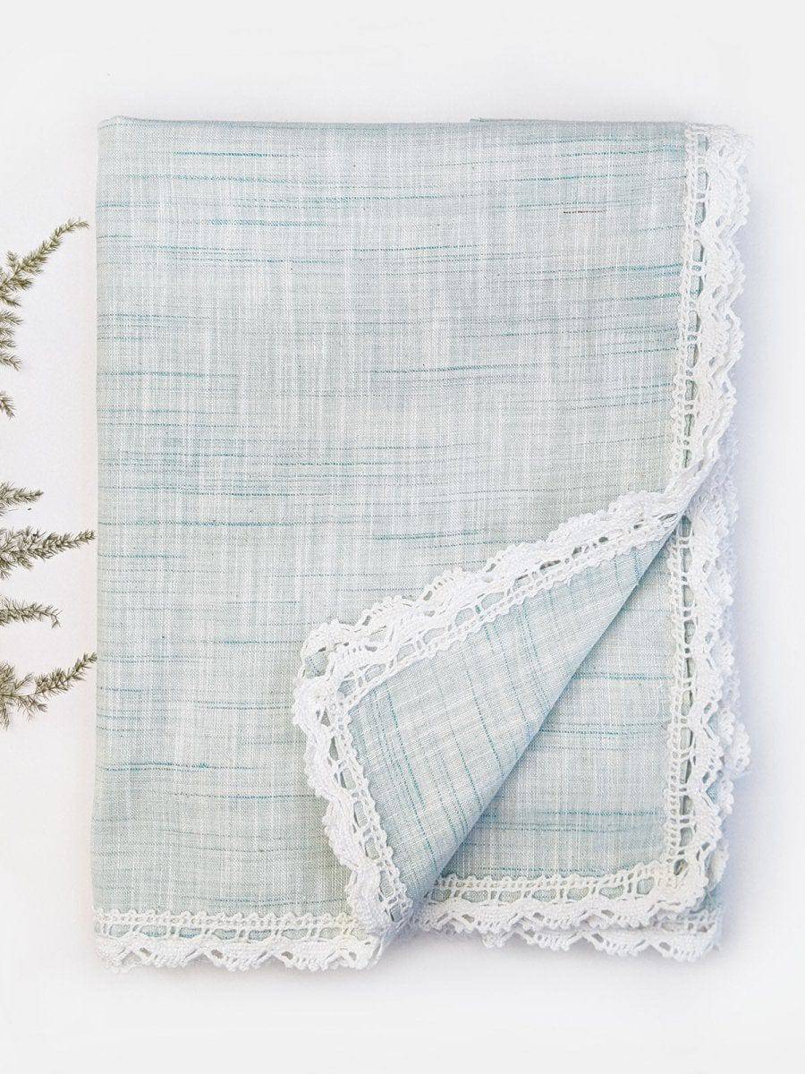 Washed Organic Cotton Newborn Baby Seagreen Blanket and Bolster Set - Halemons