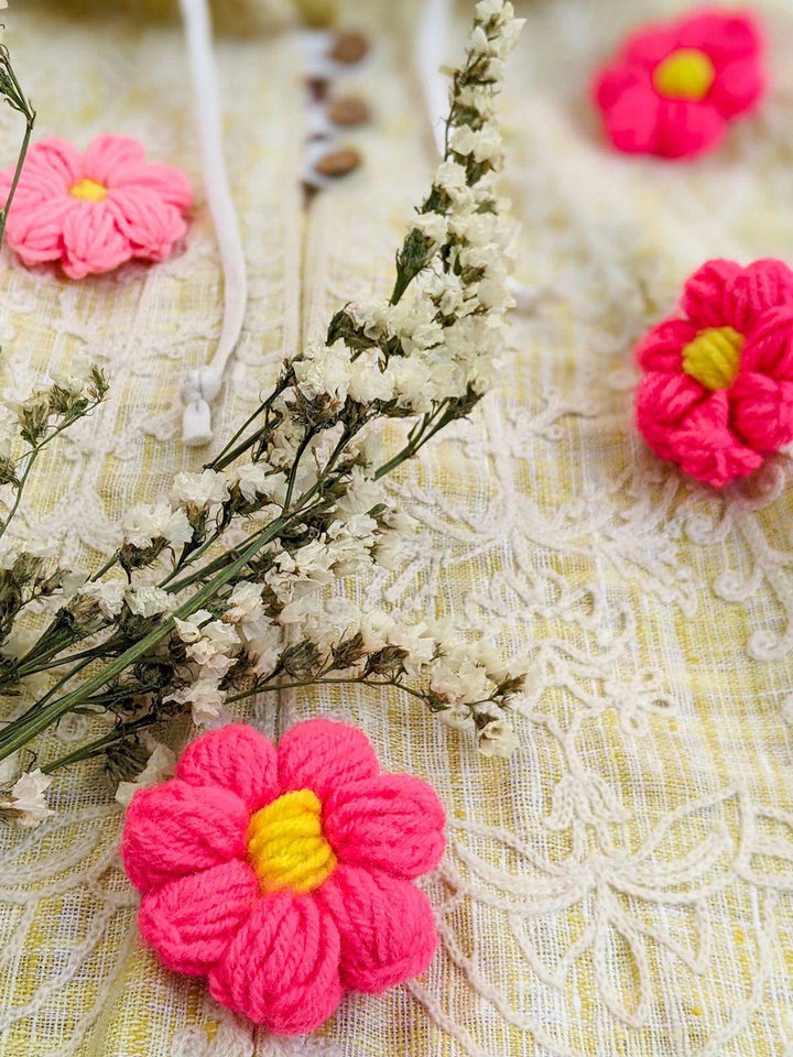 Yellow Handmade Flower Spring Baby Girl Poncho Top - Halemons