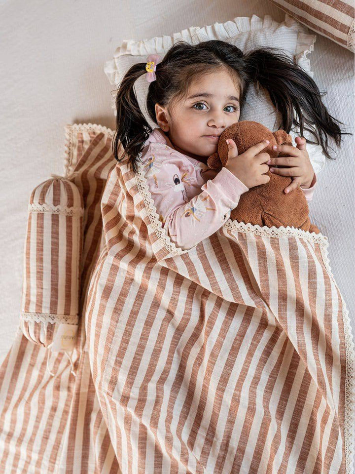 Soft Cotton Antibacterial Brown Stripe Single Layered Baby Blanket - Halemons