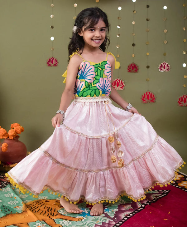 Pink Gulabo Cotton Lehenga Choli Set for Girls