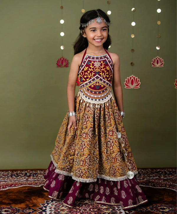Tarini Ajrakh Cotton Lehenga Choli Set for Girls