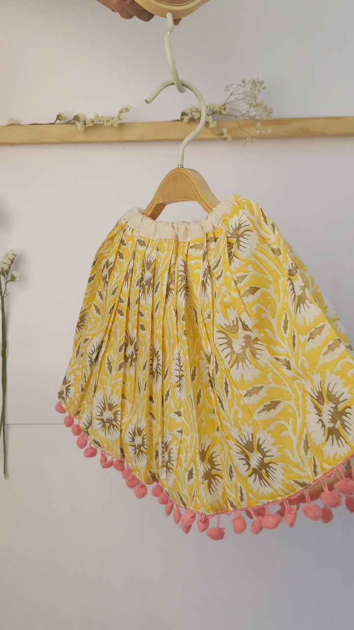 Summer Lemon Refreshing Floral Printed Baby Girl Skirt Top